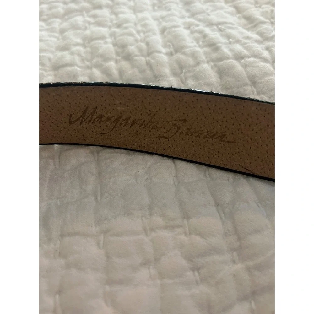 Margarita Barrera Vintage 1994 Gold Sculptural Buckle Black Belt XL 39 Inch